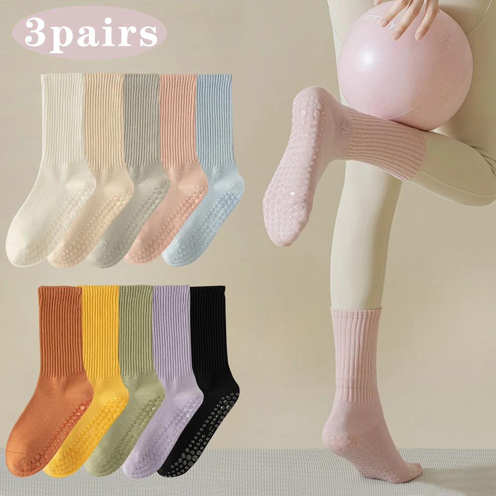 면 소재의 미끄럼 방지 요가 양말 3켤레, 중간 길이, - Medias Para Pilates Y Yoga 리뷰 및 가격